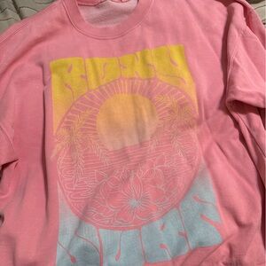 Roxy Pink and Yellow Graphic Kids Sweatshirt